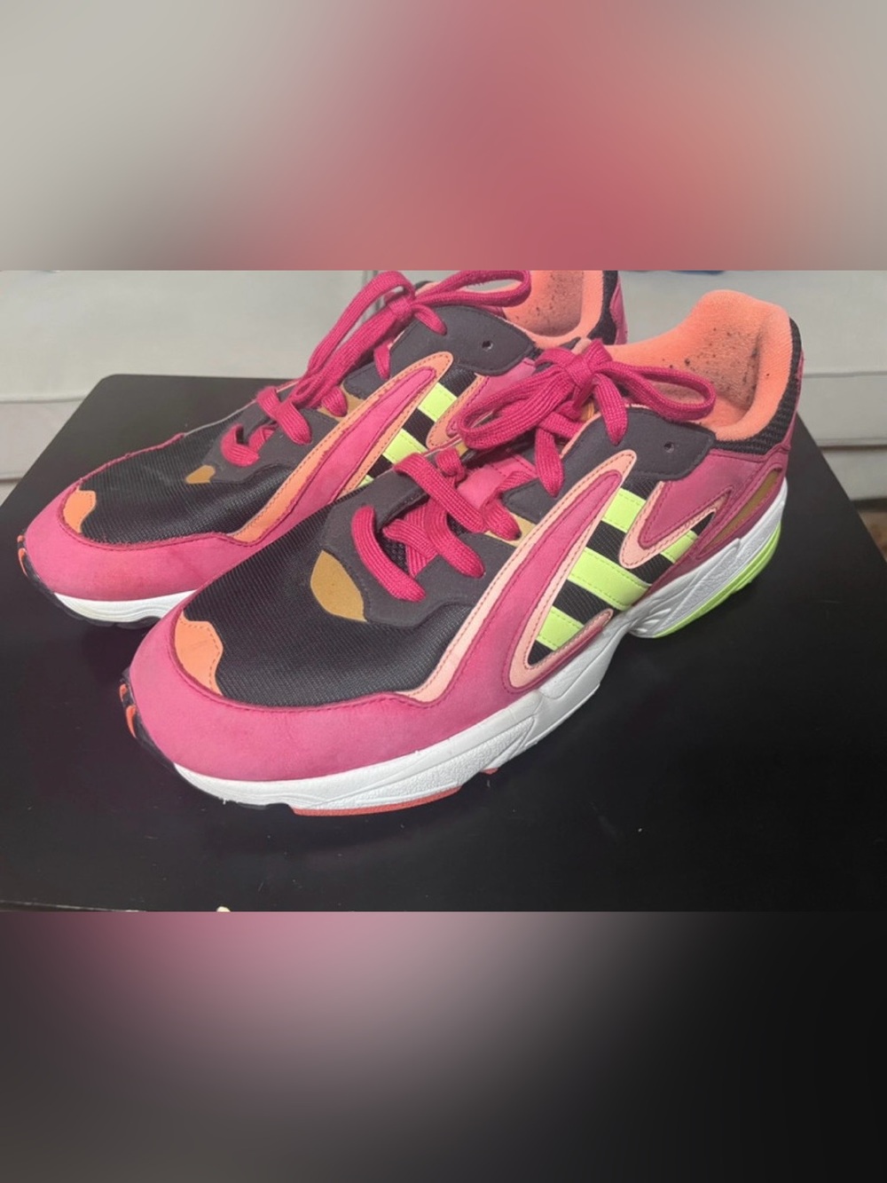 Adidas Yung-96 Chasm Men's US 11.5 Pink Black Neon Multicolor Chunky Sneakers
